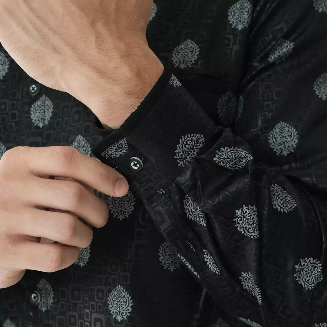 Casella Baju Koko Pria Lengan Panjang | Baju Koko Batik Syam 9983 Black