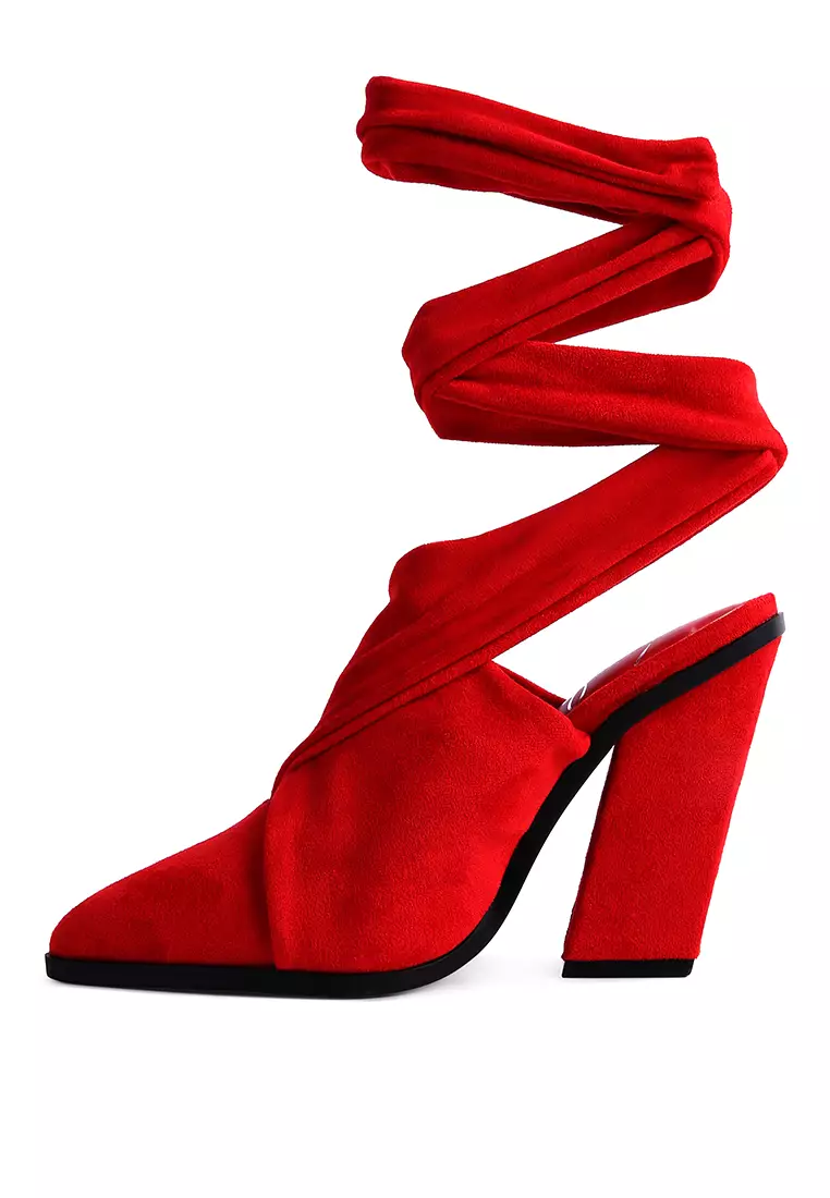 Red best sale heeled mules