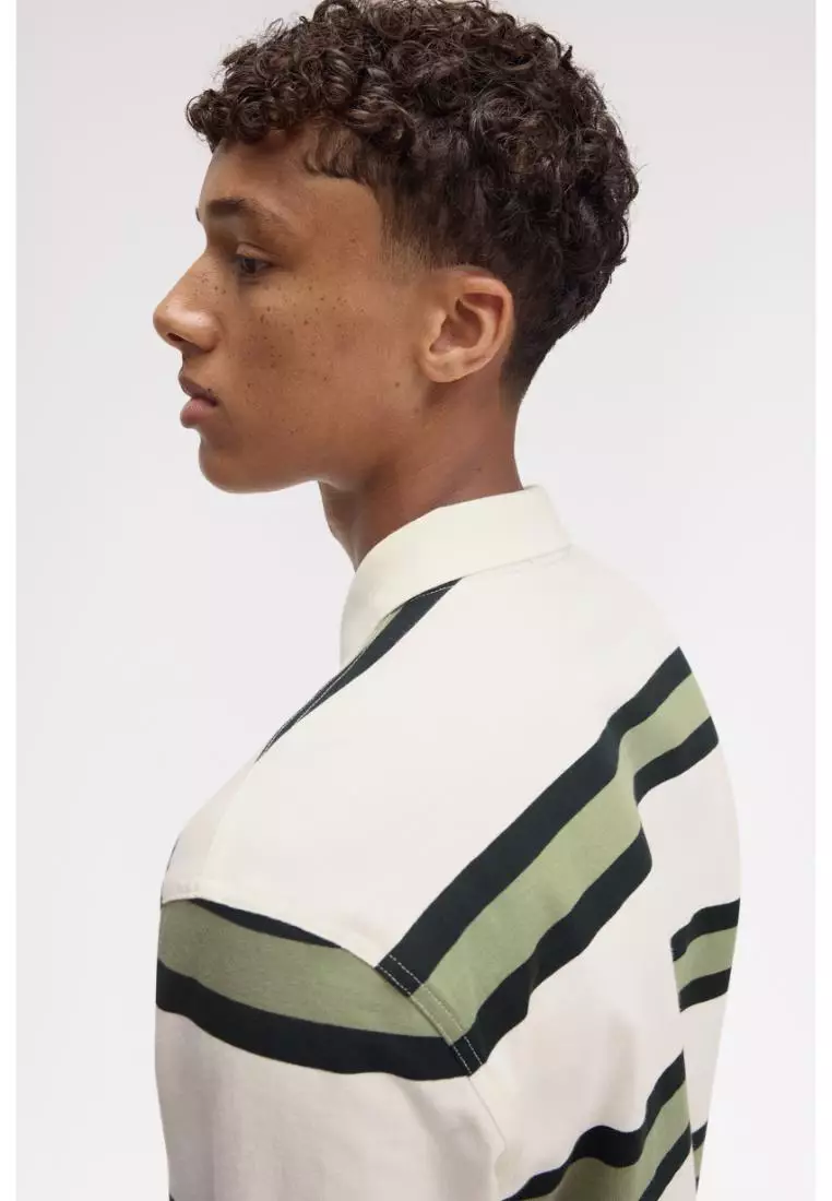 Fred Perry M9849 Jersey Stripe Polo Shirt (Light Ecru)