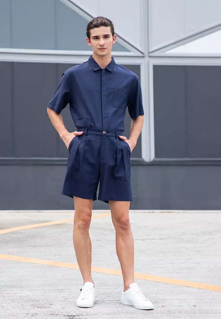 Double pleated shorts top