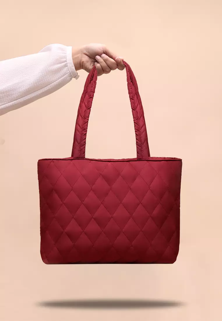 Tas Tote Wanita Silvertote Mia Pillow Maroon