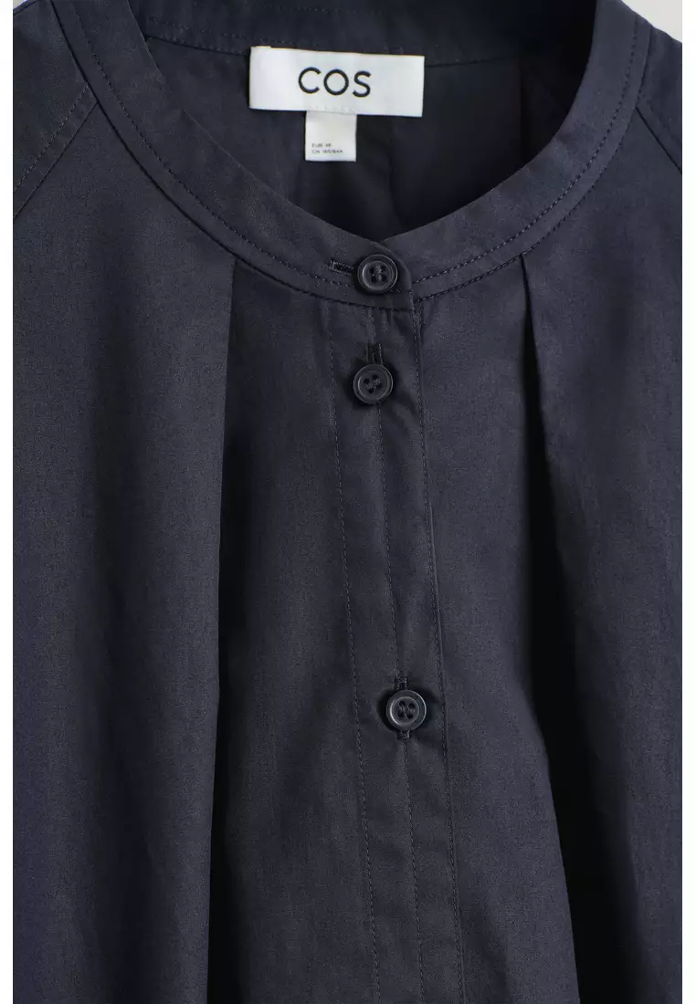GRANDAD-COLLAR COTTON SHIRT