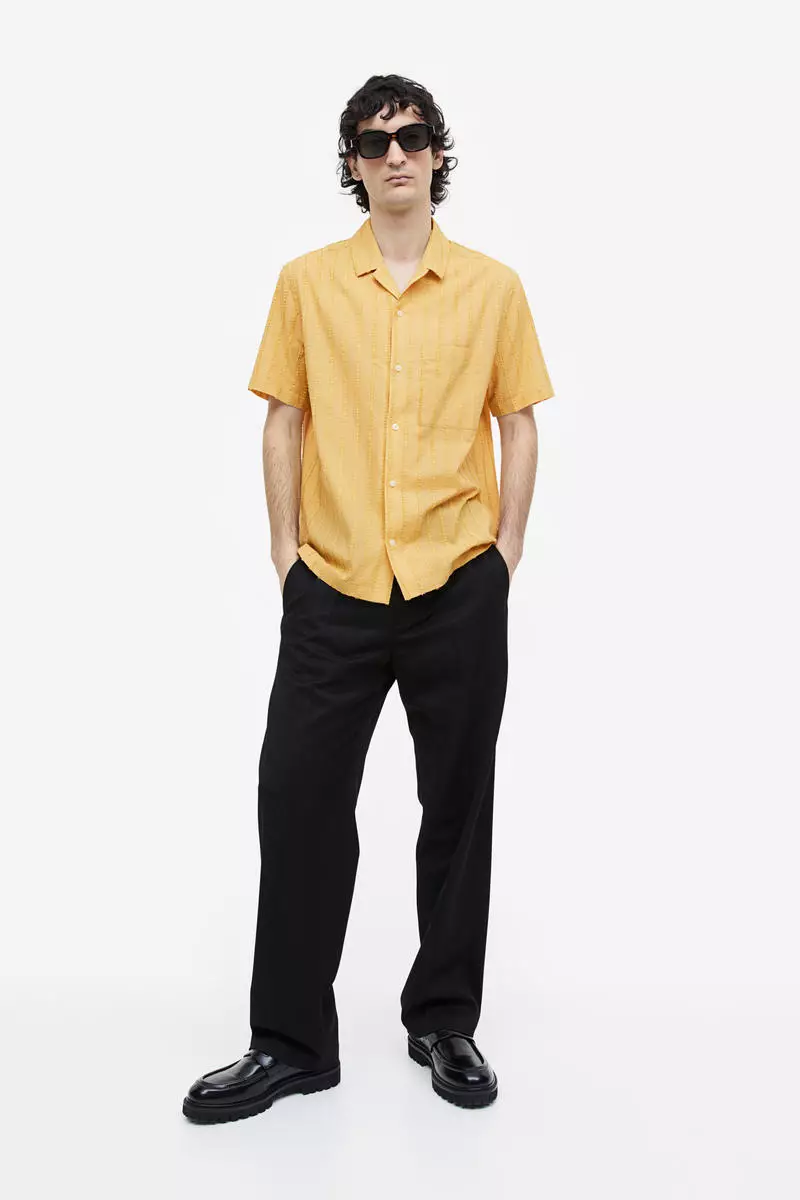 Buy H&M Regular Fit Textured-weave resort shirt 2024 Online