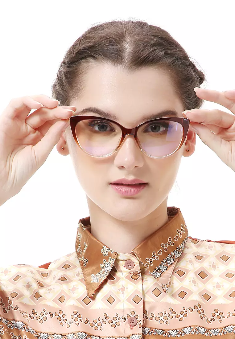 Kiano Kacamata Wanita Anti Radiasi Glasess Frame Material Plastic ORIGINAL - Brown Transparent
