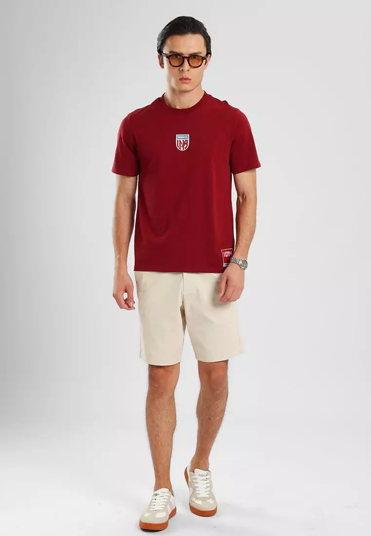 Manzone - Kaos Lengan Pendek Pria Id Rabzki Slim Fit - Maroon Colour Maroon