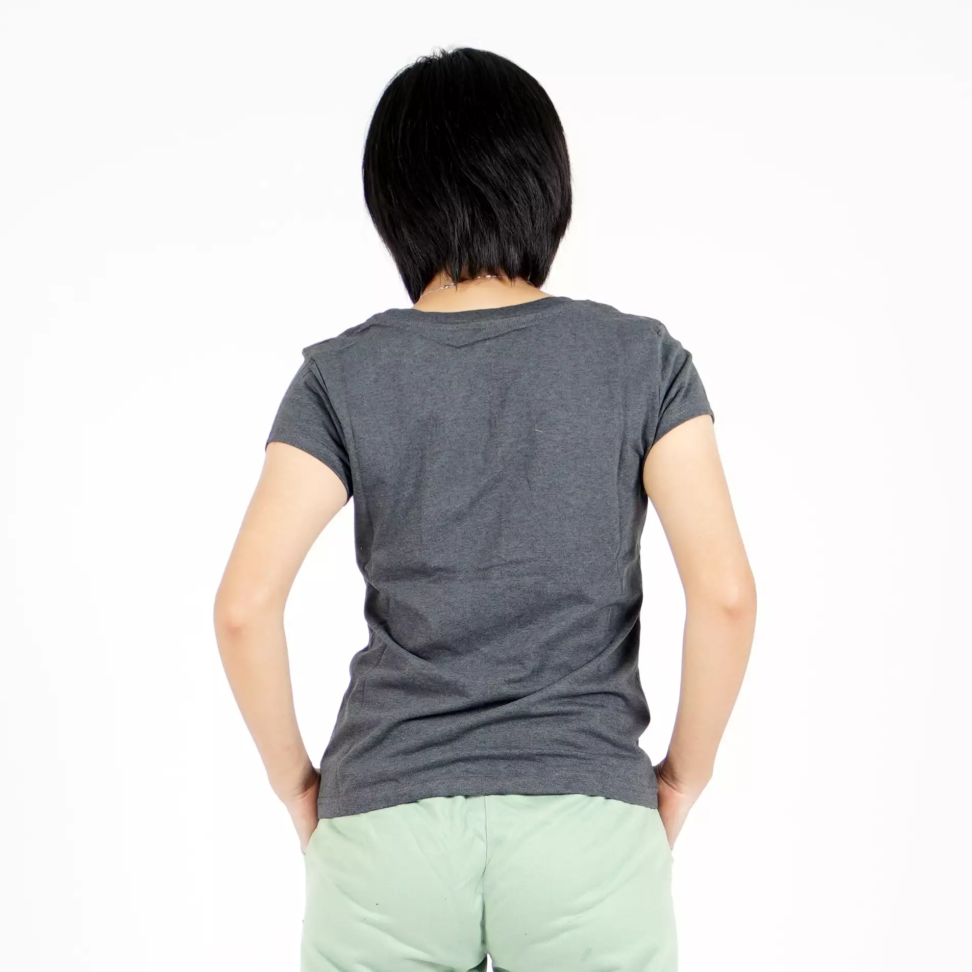 OKECHUKU New Vioree Twotone Kaos Leher V Wanita V Neck T Shirt - Abu Tua