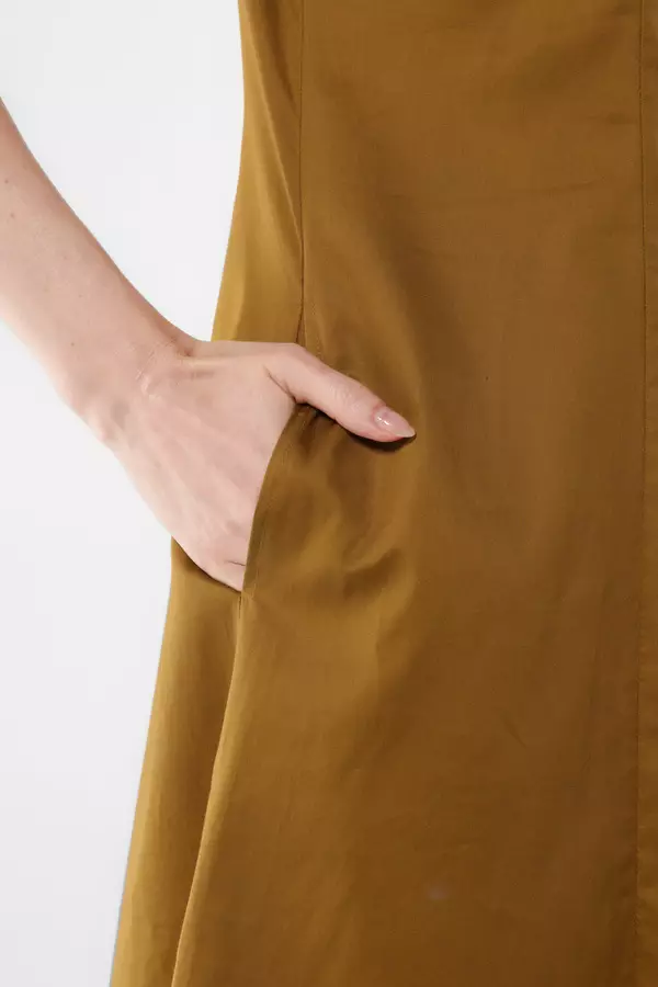 MINIMAL - Harriette - Dress Katun Lengan Pendek - Brown Warna Brown