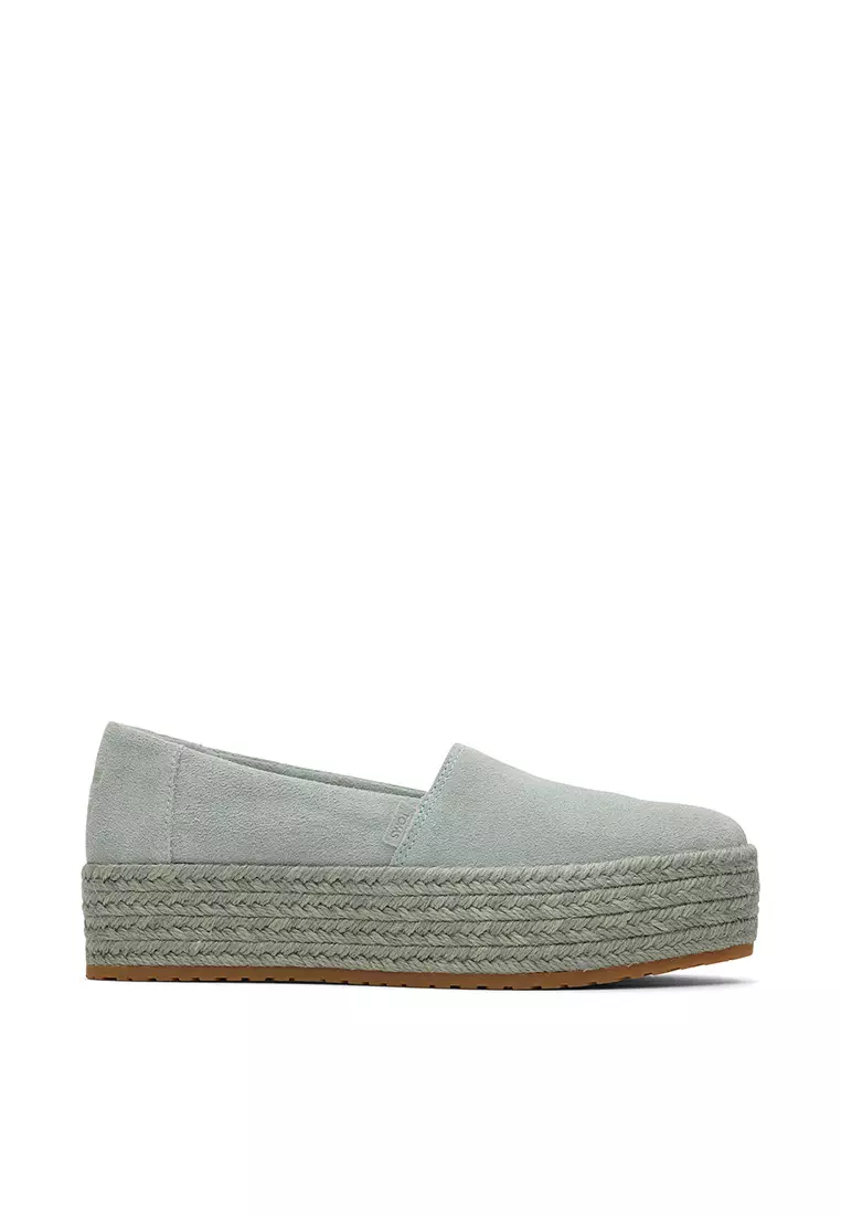 Discount on Toms  shoes - SKU: Espadrille Valencia Women - Frosty Sage Green Suede Canvas