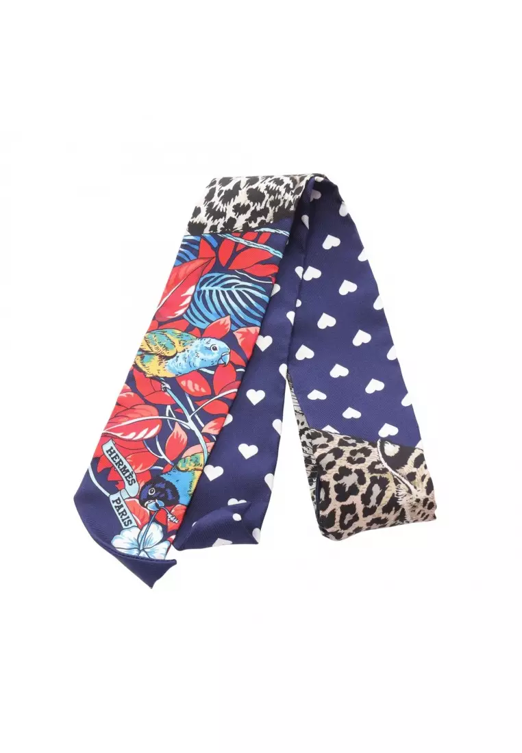 Buy HERMÈS Pre-Loved Hermès twilly JUNGLE LOVE LOVE ribbon scarf
