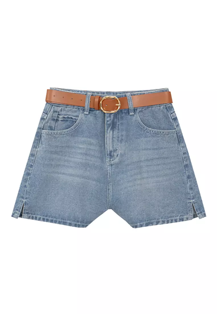 Denim Shorts With Belt