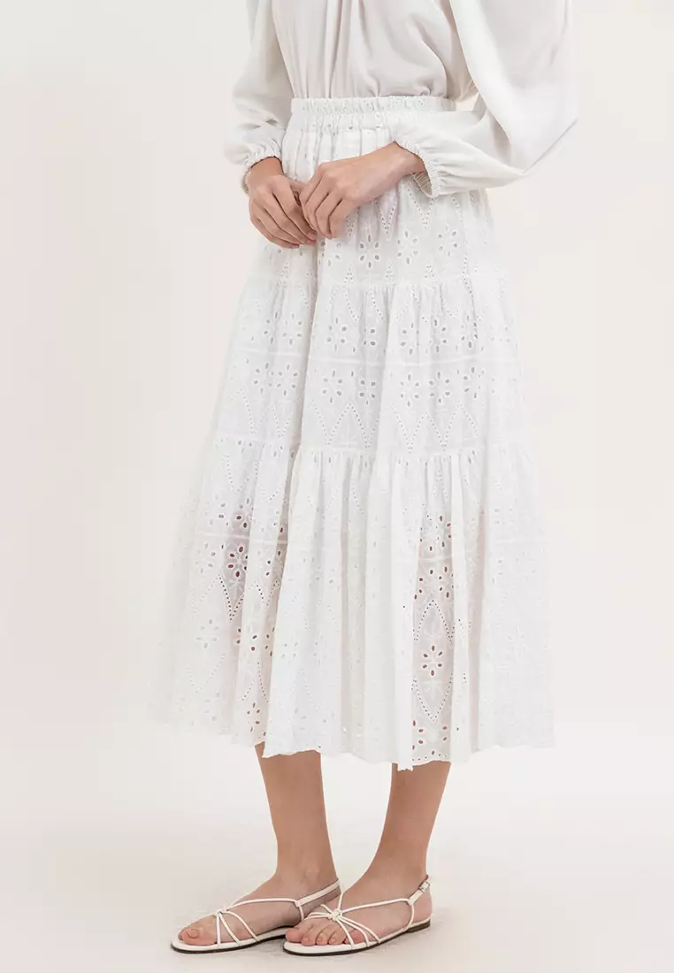 Sunny Eyelet Long Skirt