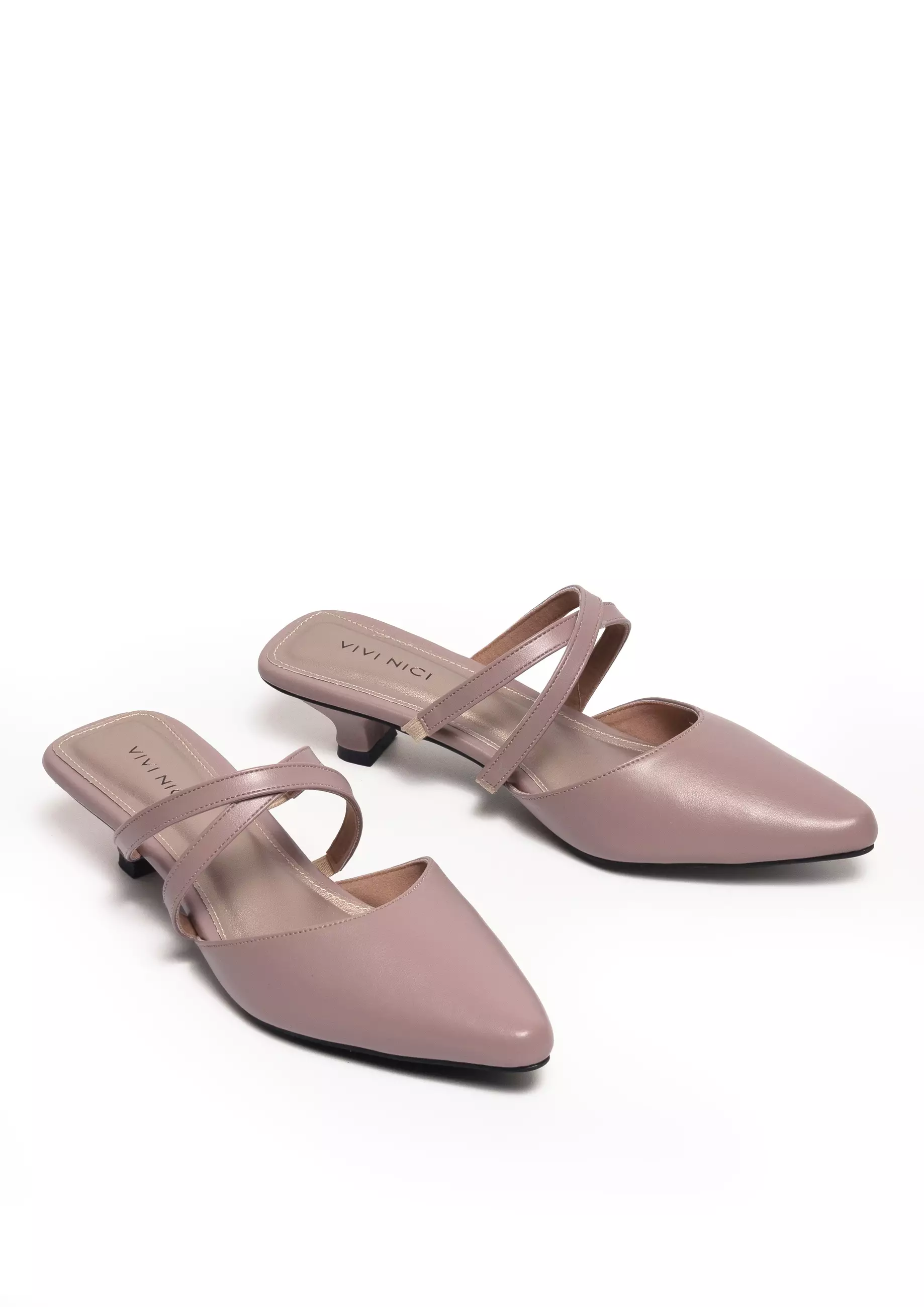 VIVI NICI - Aleta Sepatu Sandal Mules Wanita Hak 3 Cm Mauve Purple