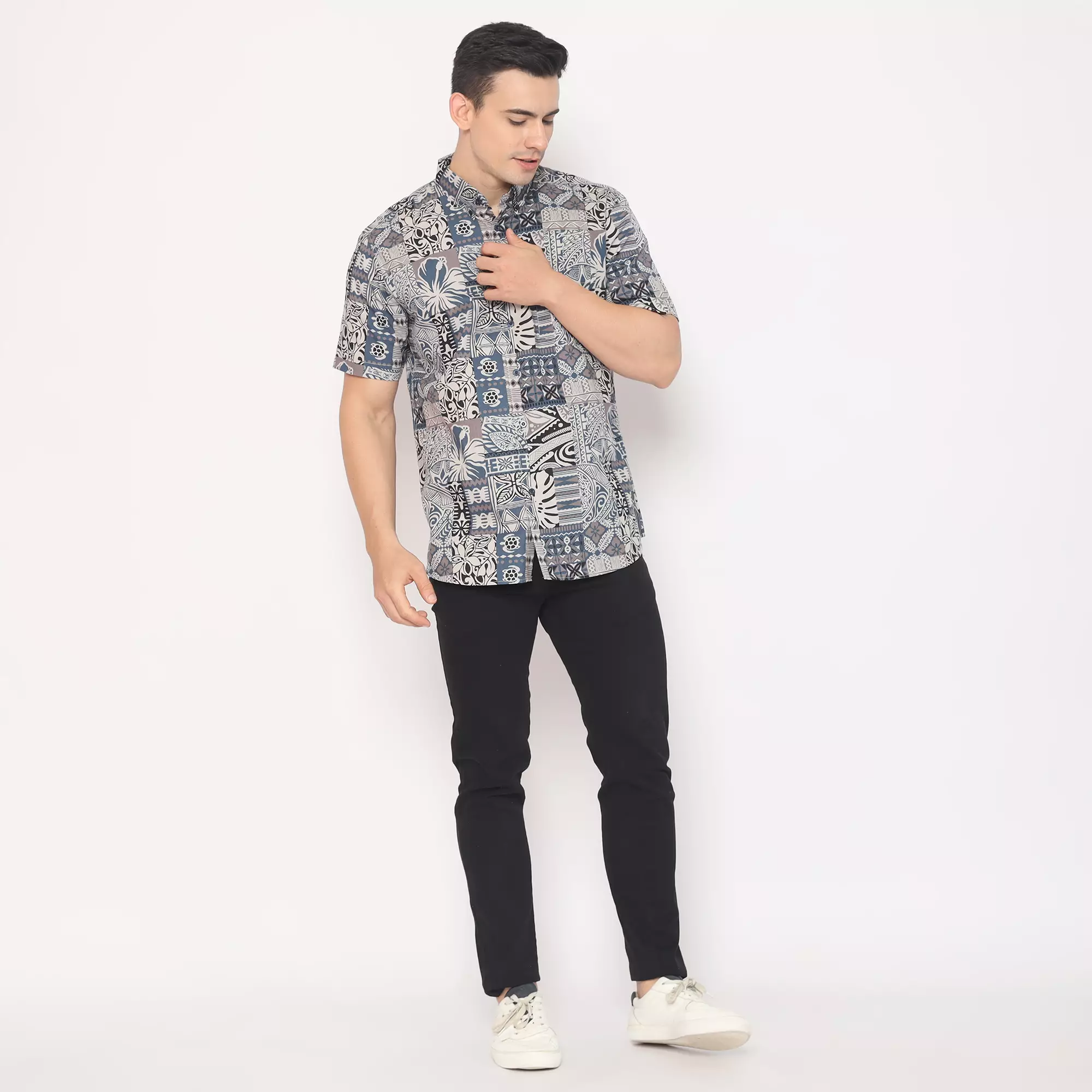 Platini Kemeja Hawai Pria Lengan Pendek Abu 132106