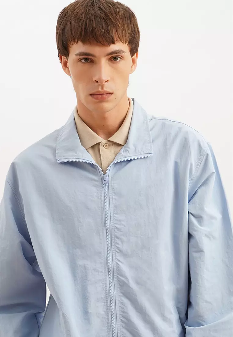 Relaxed Fit Windbreaker With Two Way Zipper
