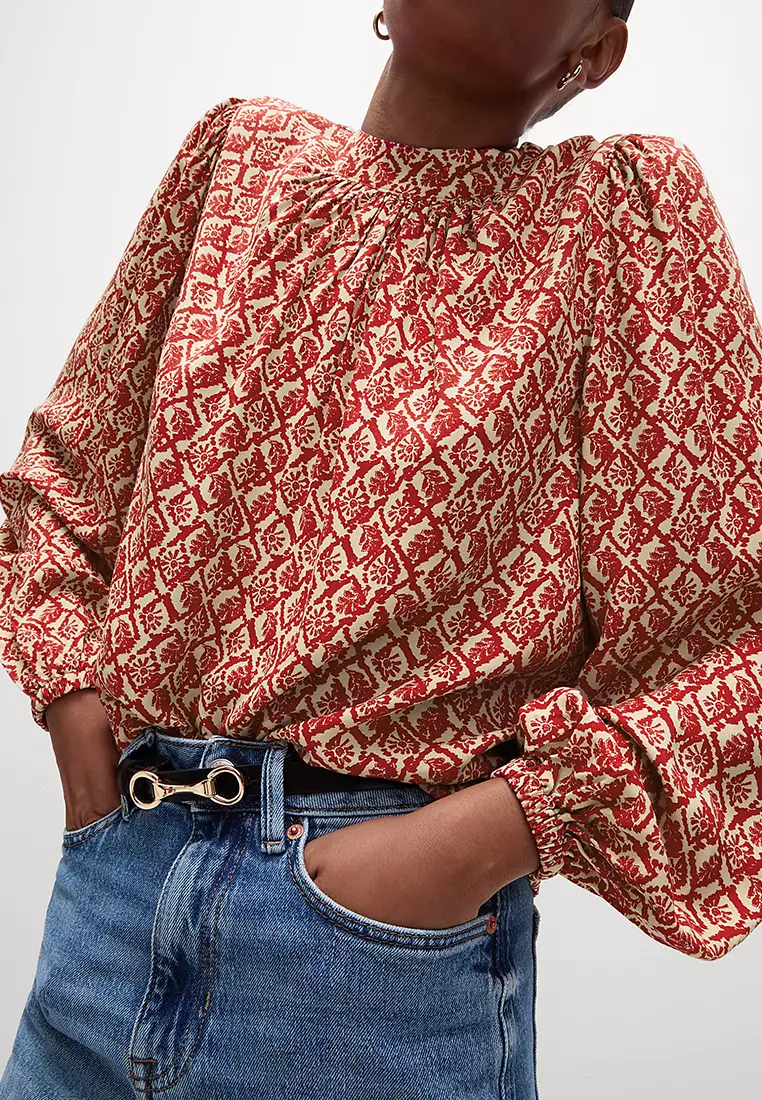 Printed High Neck Blouse