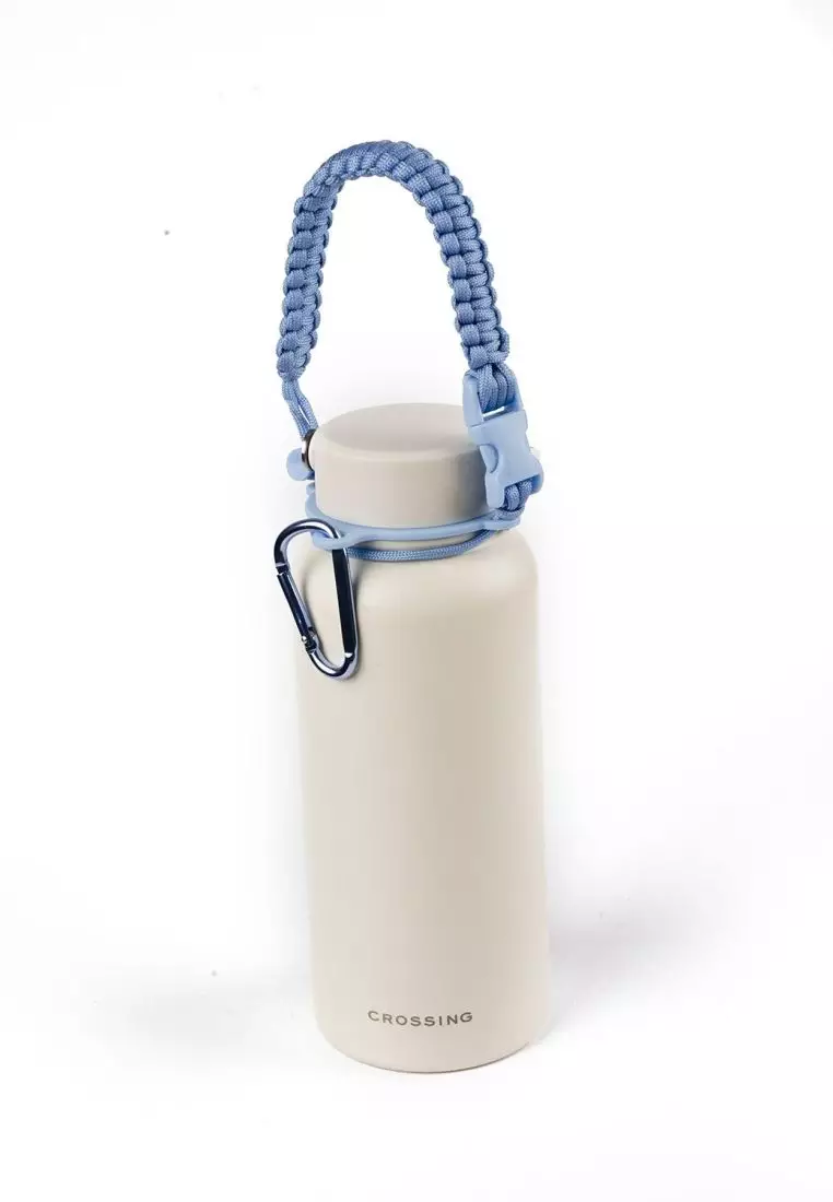 Crossing Paracord Bottle Carrier Strap with Carabiner - Blue