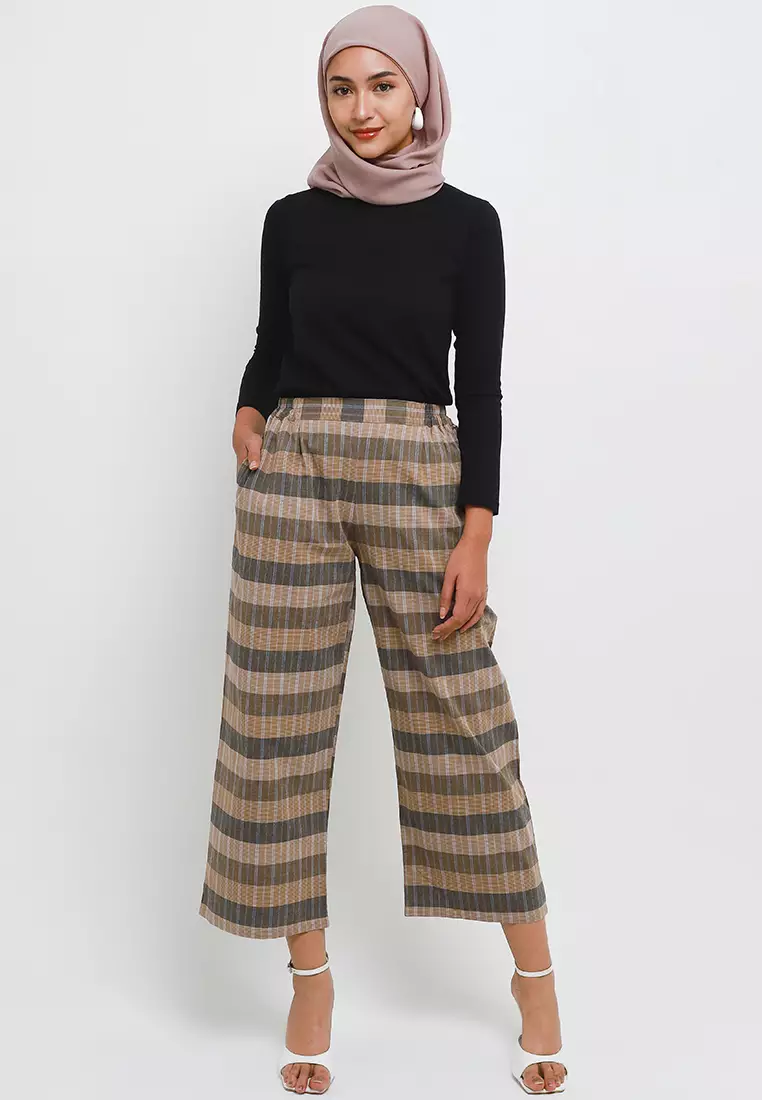MFMW Zettira Celana Panjang Kotak Coklat