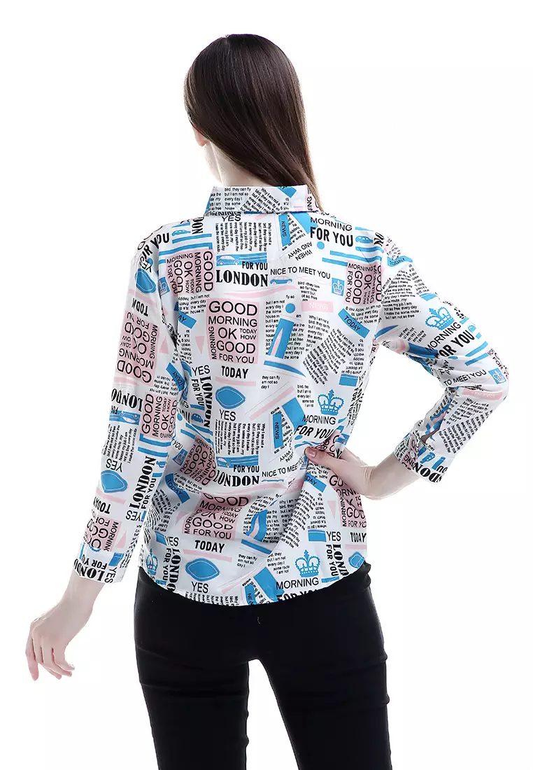 Avery Kemeja Atasan Wanita Design Stylish Long Sleeves Shirt - Pink