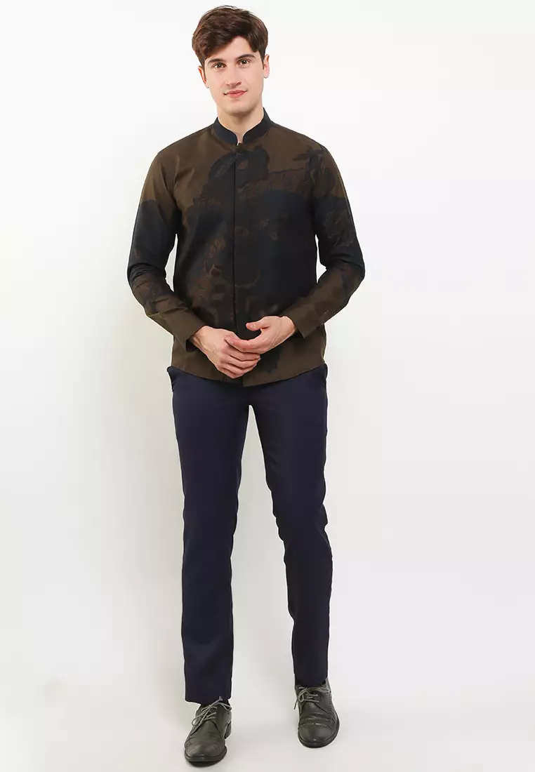 BATIK TALENTA EXCLUSIVE Lengan panjang slimfit shanghai mwtr green o1