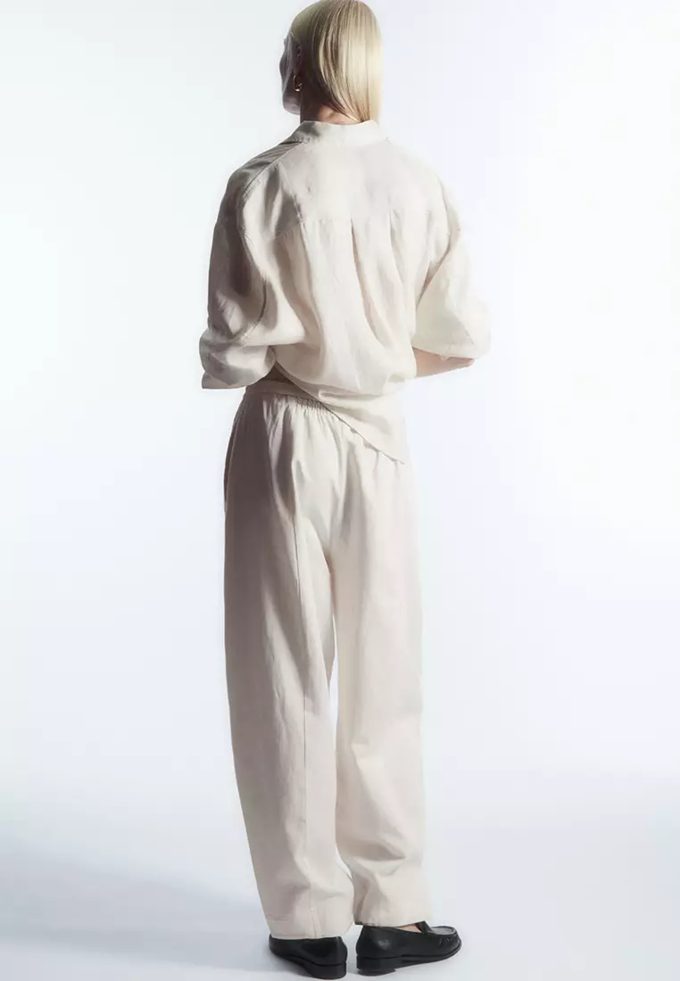 Girls white linen trousers online