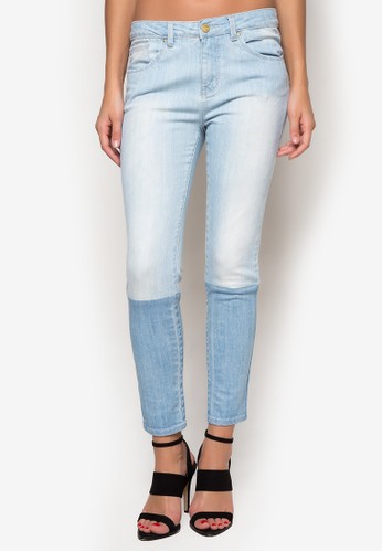 2-tone Cigarette Fit Jeans (Faded Denim)