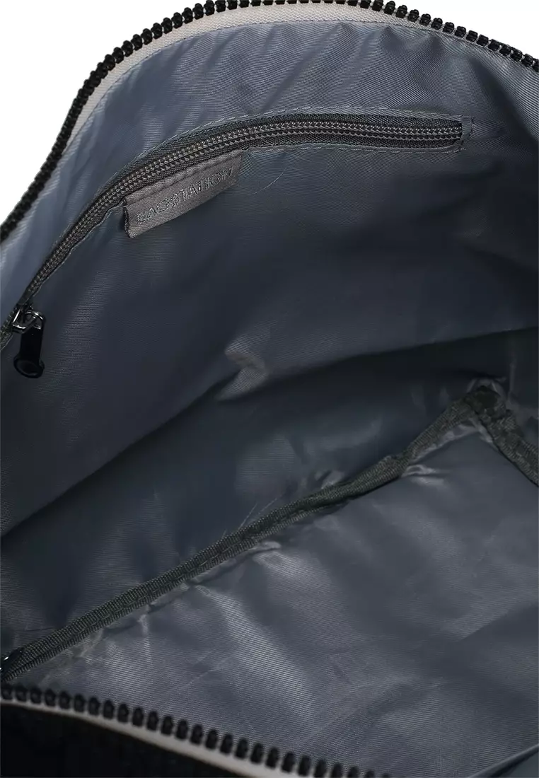 Colour Block Nylon Convertible Top Handle Bag