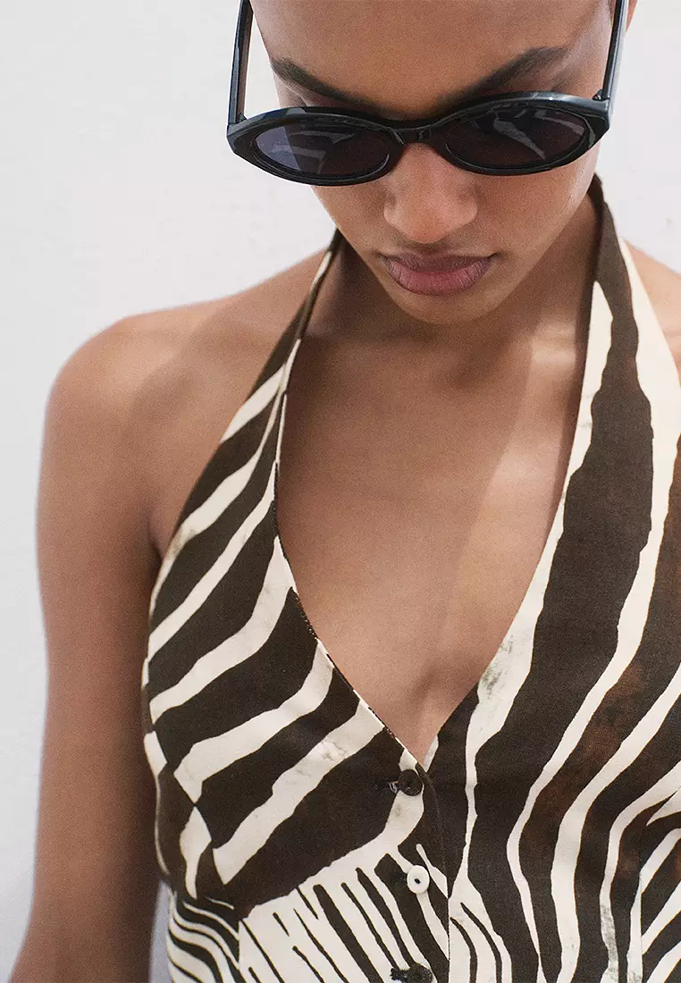 Zebra-Print Linen Waistcoat