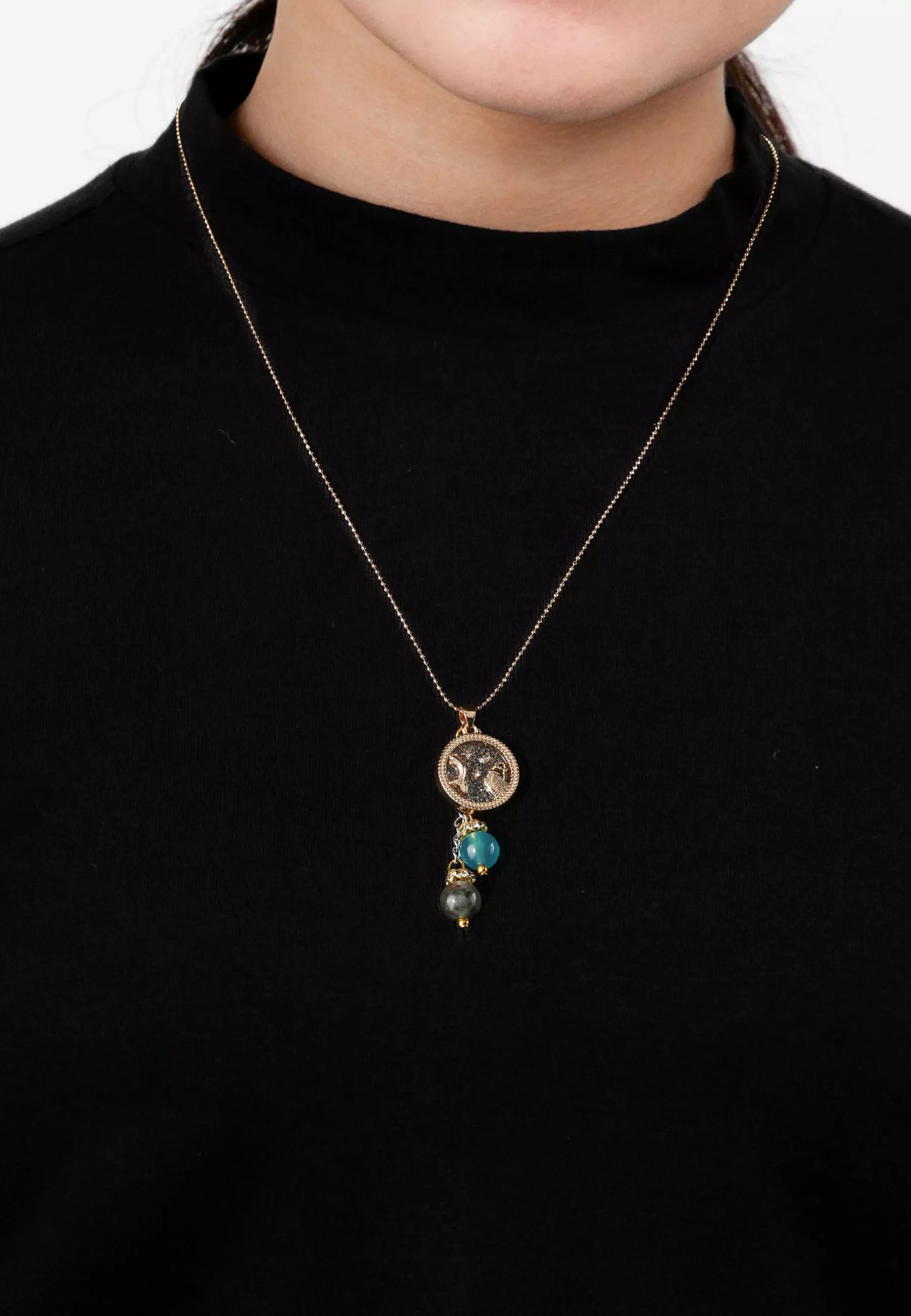 Pisces with Bloodstone & Aquamarine