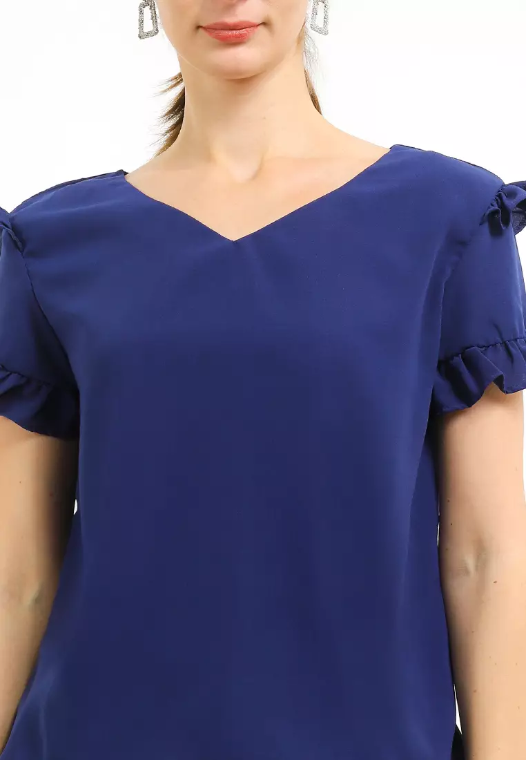 V-Neck Ruffle Blouse