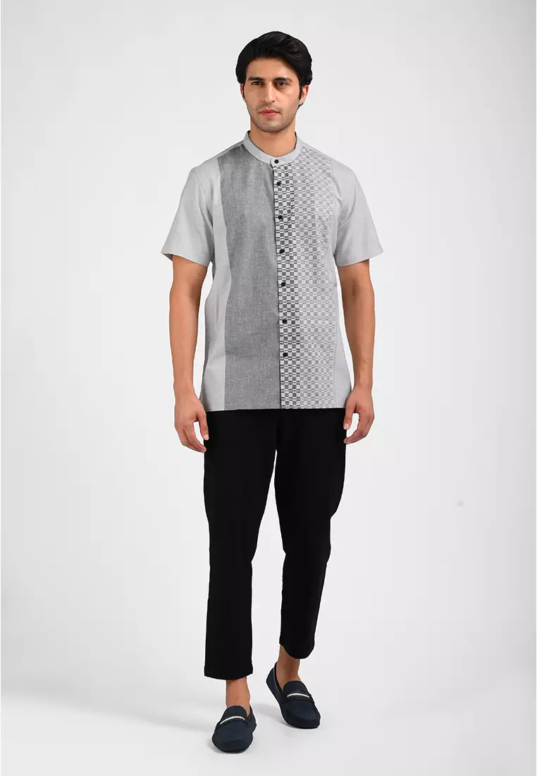 MOC Kemeja Koko Lengan Pendek Pria MUFASA-GREY