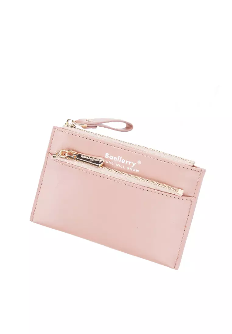 Dompet Kartu Wanita Resleting Motif Polos Bahan Kulit PU Leather Premium ORIGINAL