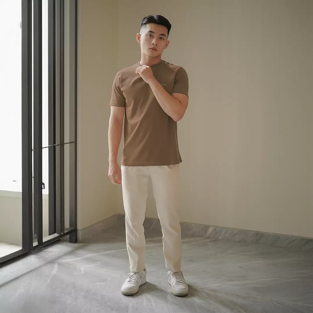 Kale JUNO BROWN/ Cotton Cloudy / Atasan Kaos Pria / Kaos Basic Pria