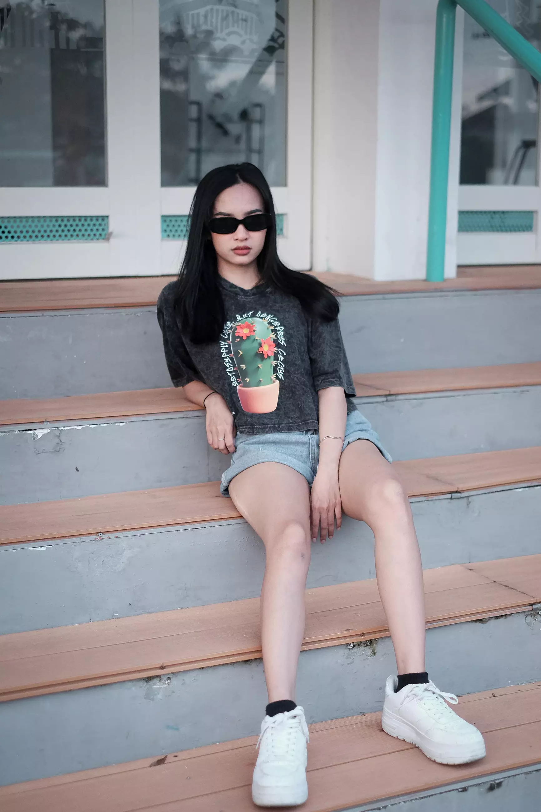 OOTDSUPPLY Croptee Oversized Sandwash Cactus | Croptee Oversize Wanita