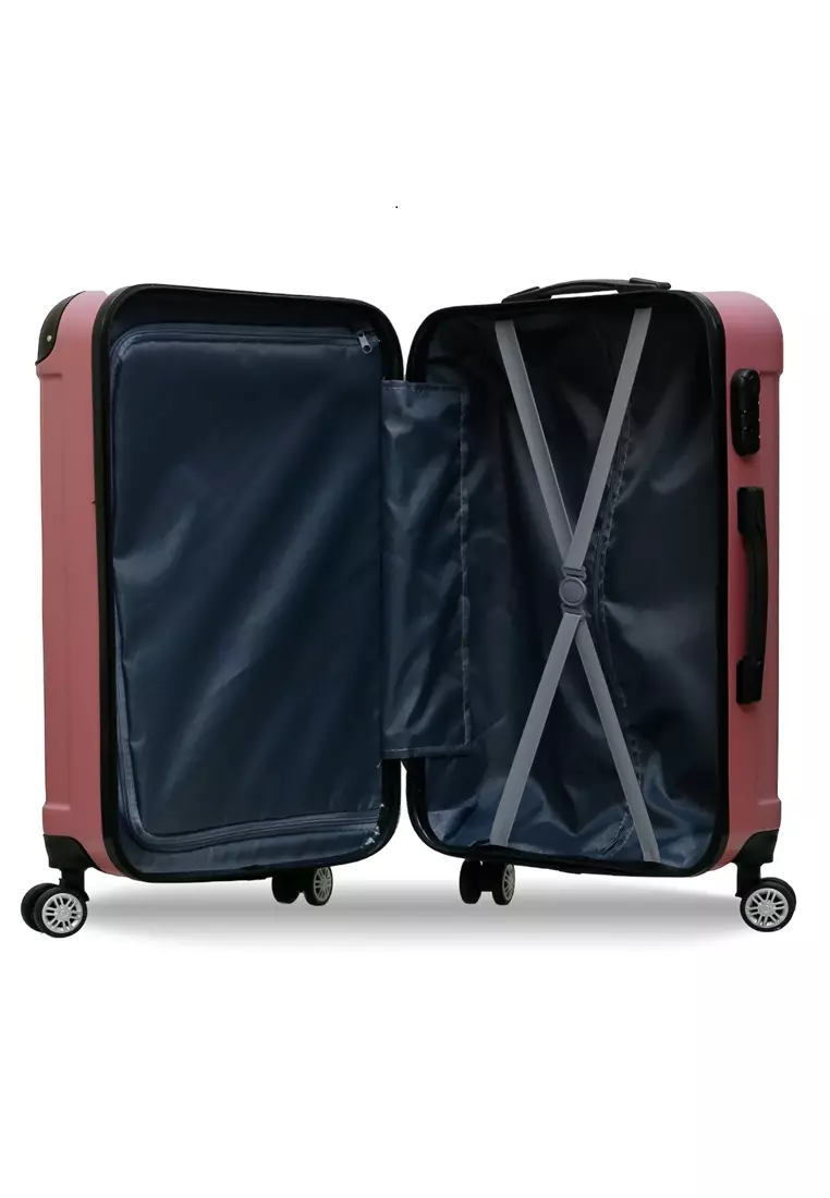 Austin Koper Hardcase Unisex Size 24 Inch Suitcase Combination Lock Large Compartment Material ABS+PVC Coated ORIGINAL - Pink