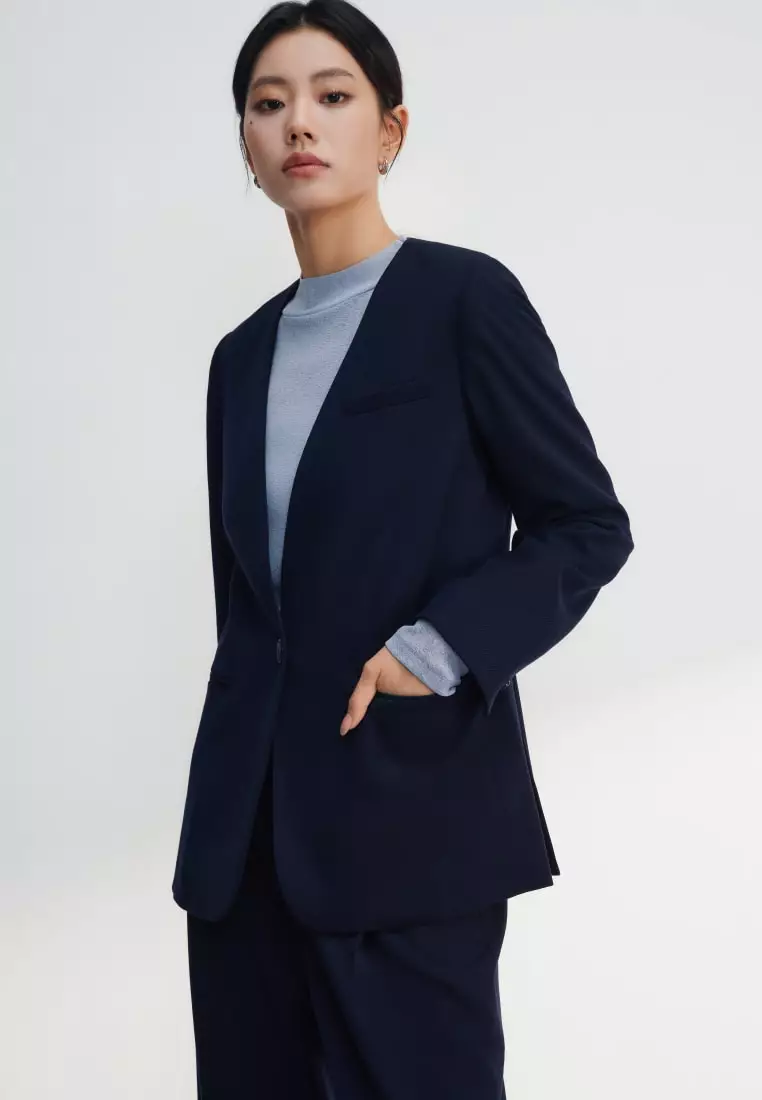 Buy G2000 Collarless Twill Relaxed Fit Suit Blazer With Scarf 2025