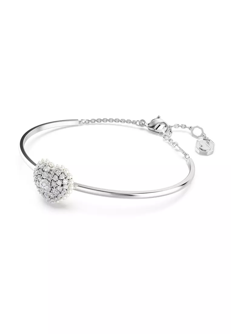 Buy Swarovski Hyperbola bangle, Heart, White, Rhodium plated 2024 ...