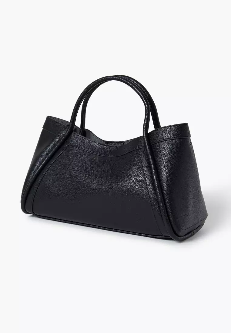 Faux leather satchel handbag top