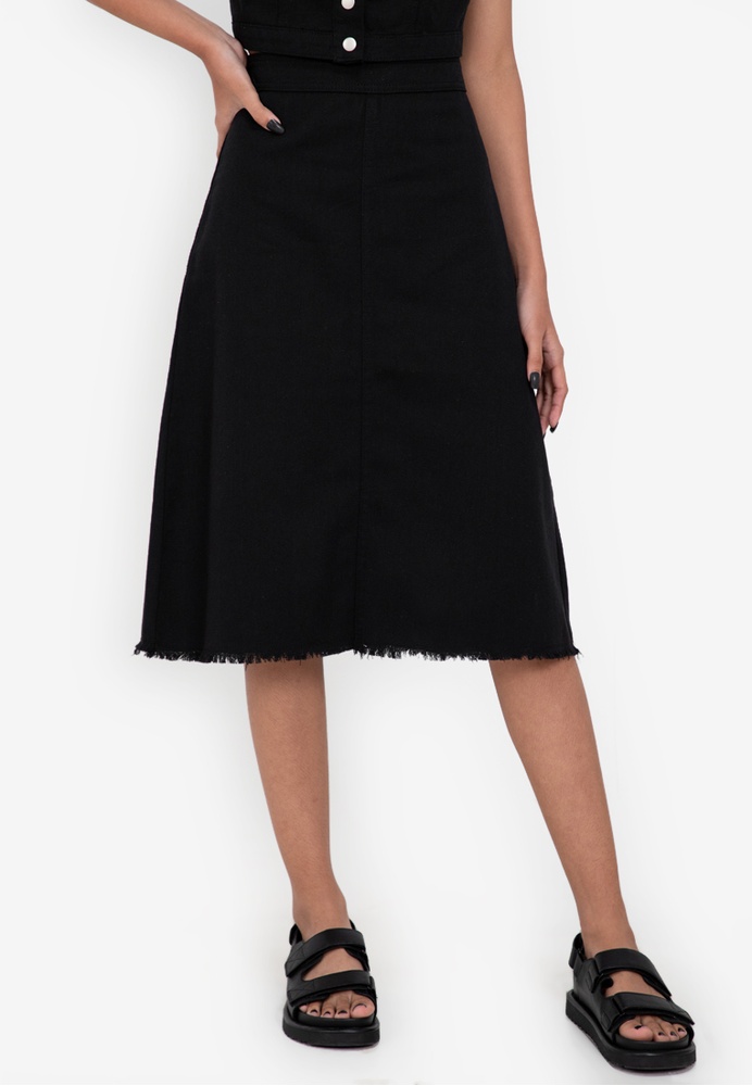 Buy ZALORA BASICS BelowKnee ALine Denim Skirt 2021 Online ZALORA Singapore