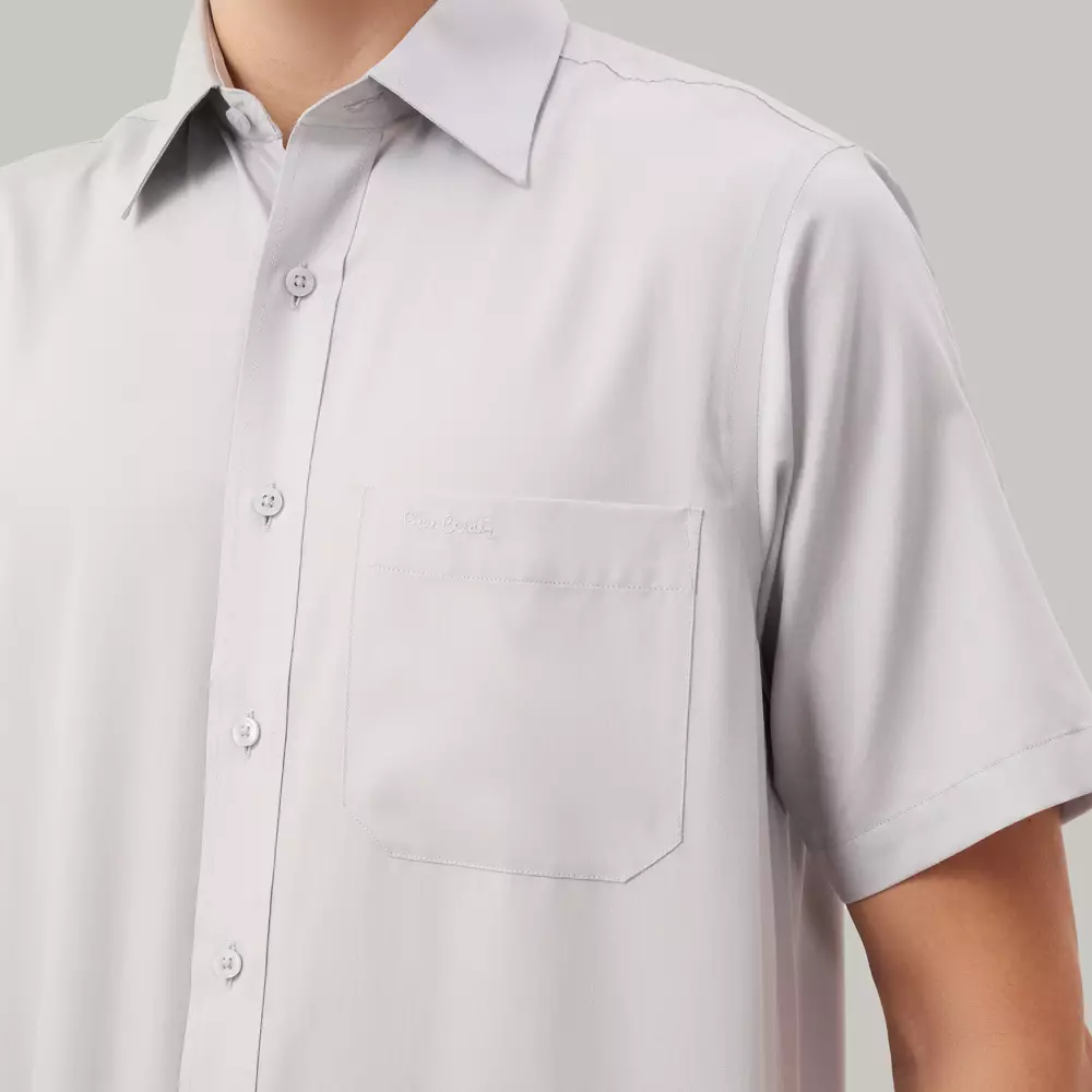 Kemeja Lengan Pendek Pierre Cardin Solid Sunbeam - Light Grey Smart Office
