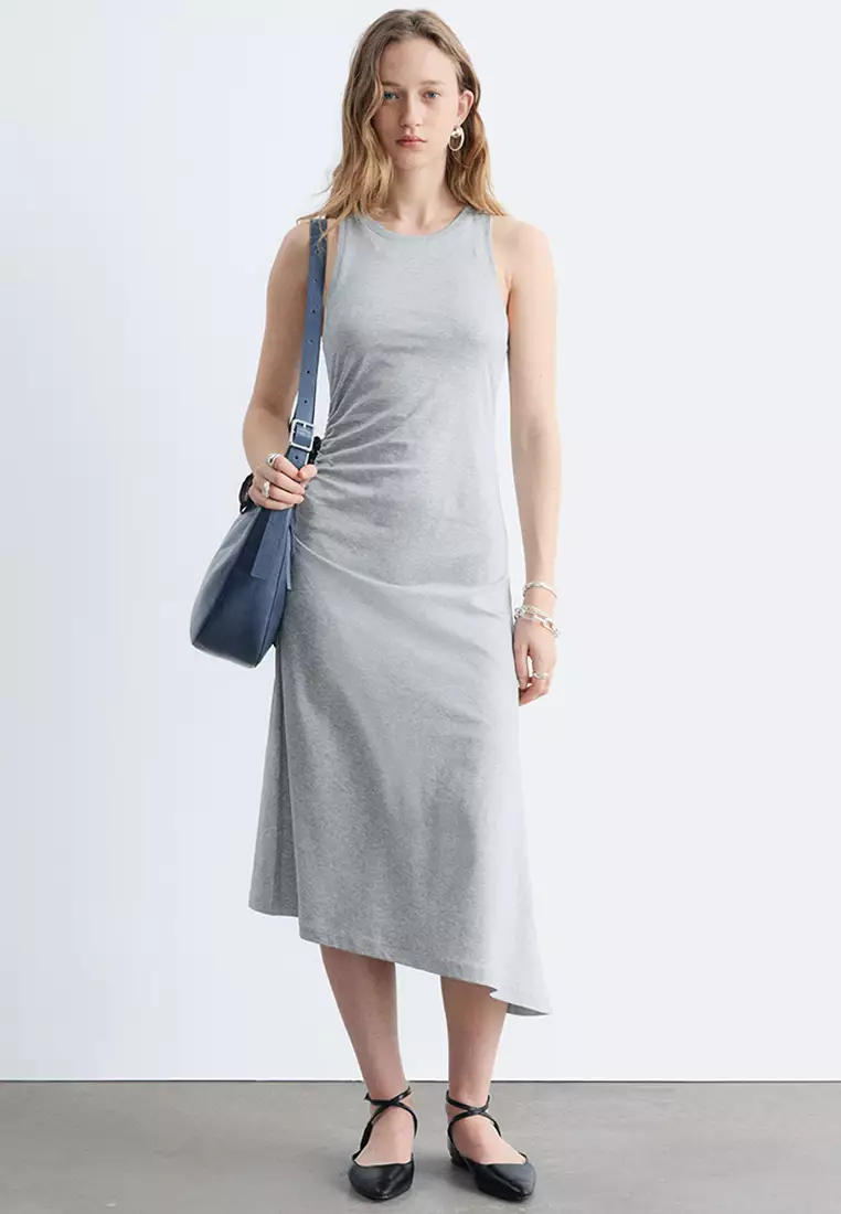 dkny asymmetrical dress Mac Duggal Ruched Off-The-Shoulder Midi Dress #26484 White