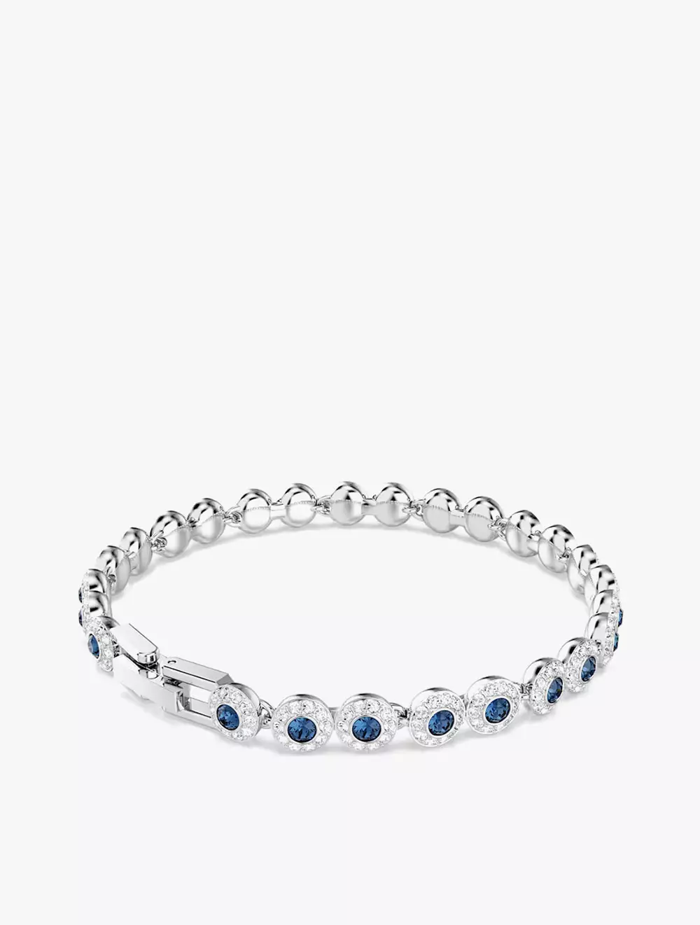 Una Angelic Tennis bracelet, Round cut, Blue, Rhodium plated