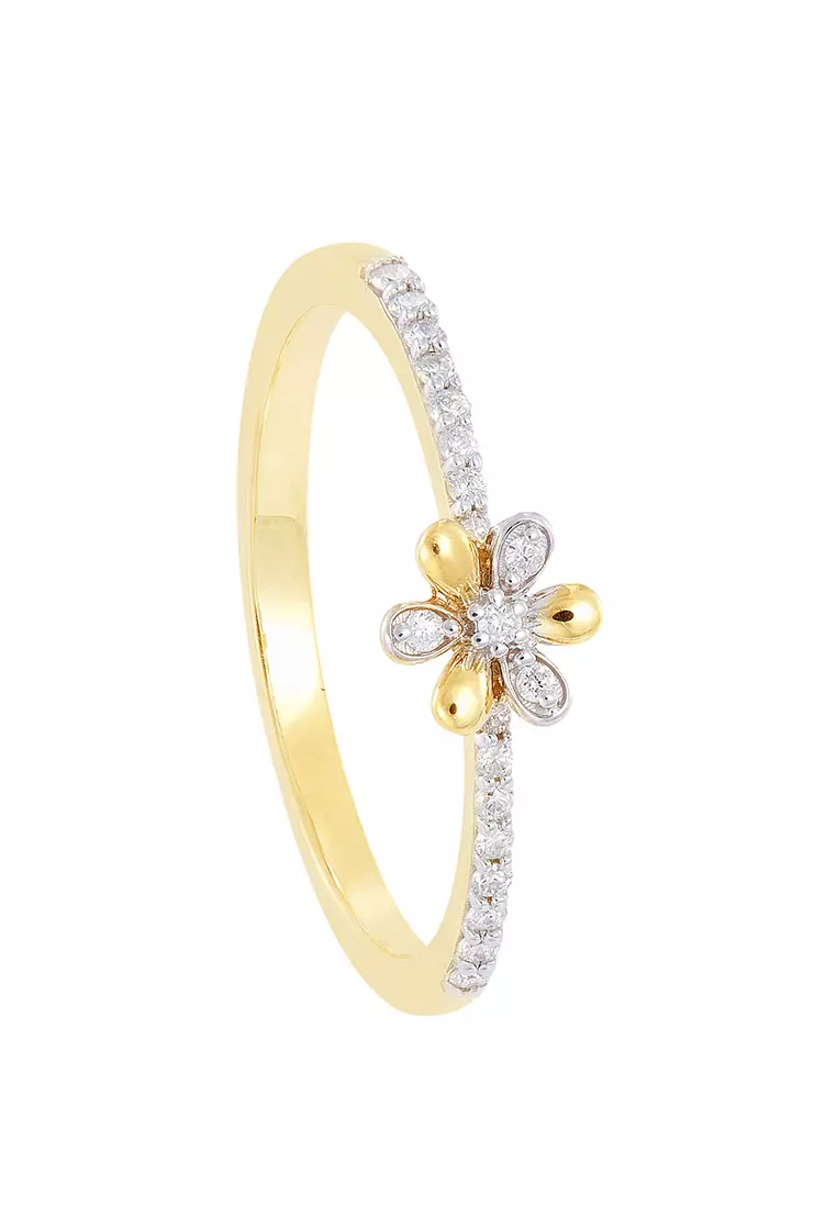 Buy HABIB HABIB Flower Straight Band Diamond Ring in 375 9K Yellow