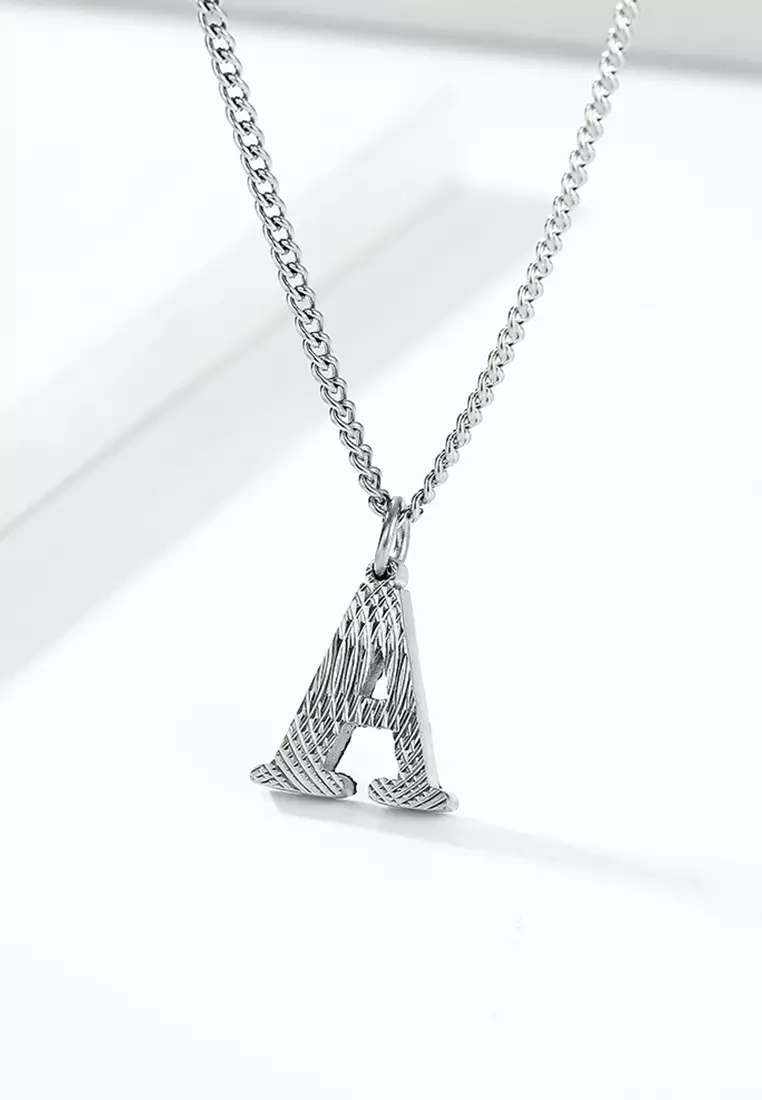 Unisex Design Titanium Steel Alphabet Pendant Necklace JW QF-DZ474