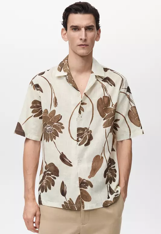 Bowling Collar Floral Print Shirt