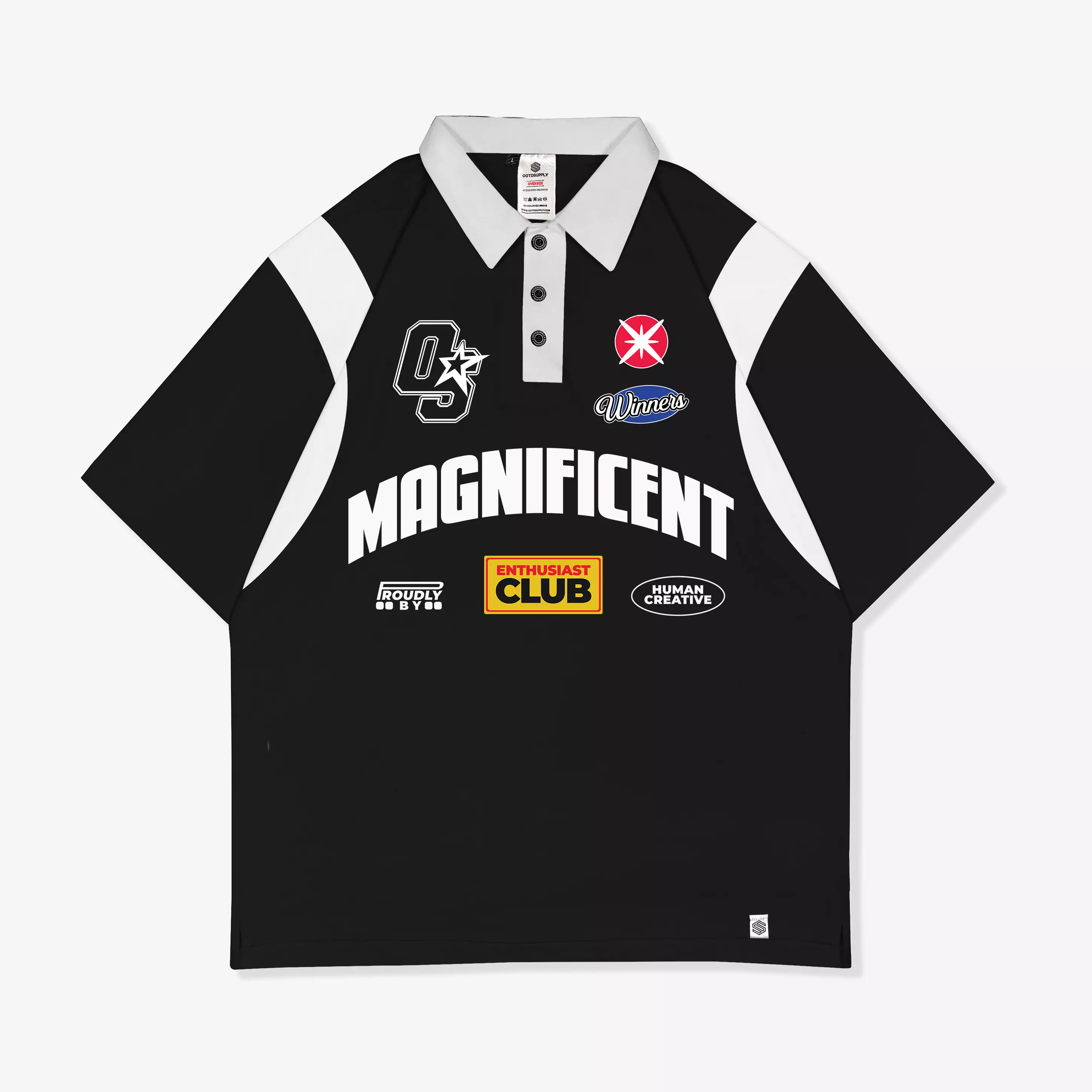 OOTDSUPPLY Oversize Rugby Polo Shirt Magnificent Combination | Kaos Polo Pria dan Wanita OVZ-PSR031