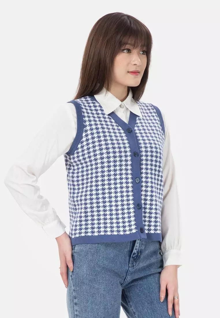 Hazel Vest Knit in Blue