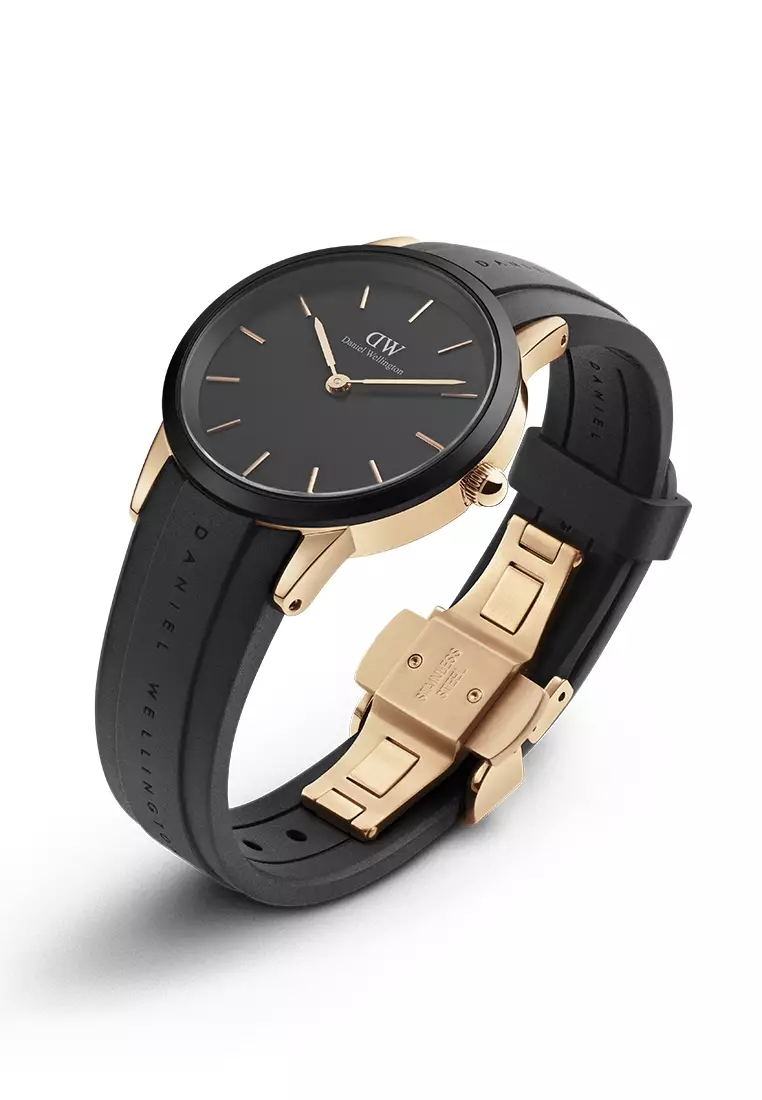 Jual Daniel Wellington Iconic Motion Rose Mm Watch Black Dial Rubber