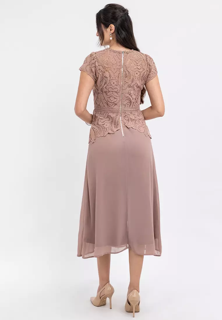 DAVINA Lace Top Midi Dress