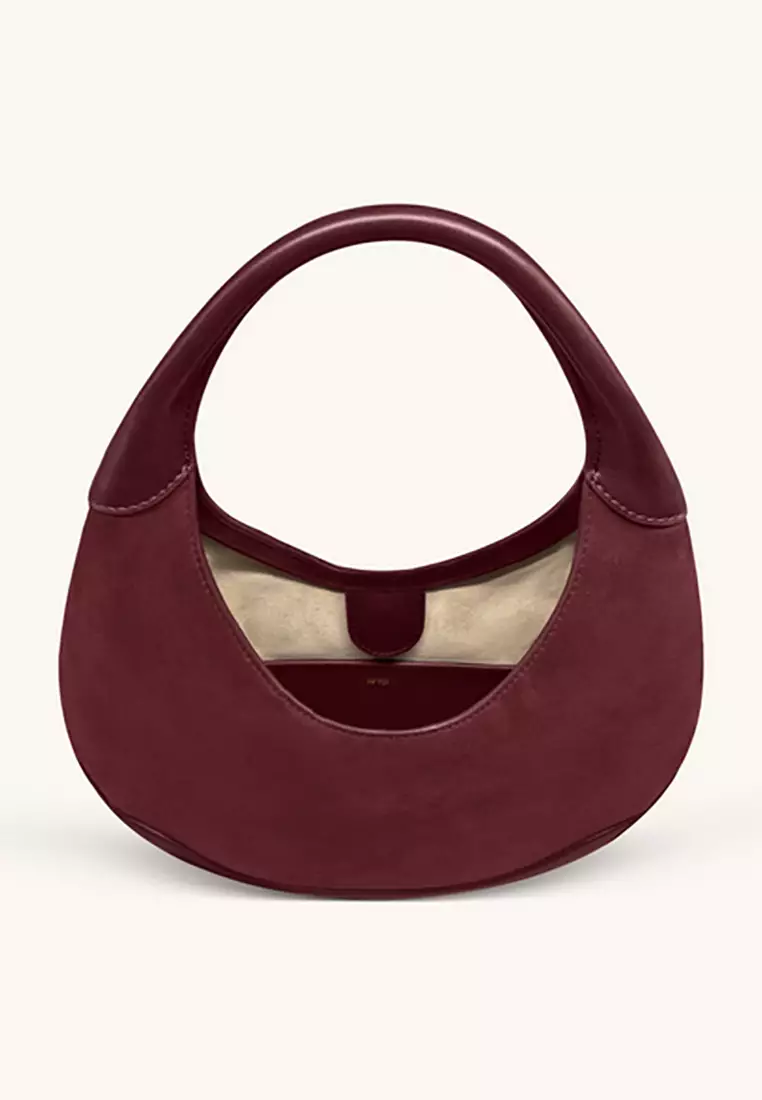 Colette Faux Suede Crescent Hobo Bag – Deep Claret