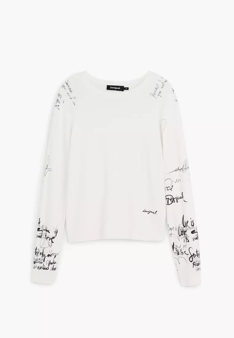 Lettering sleeve sweater